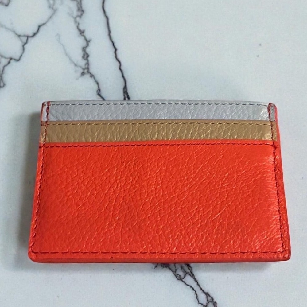 Mundi Margot Genuine Calfskin Leather Card Case Wallet Tri-Color Nordstrom NEW - Picture 4 of 7